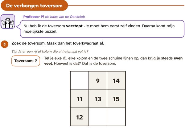 Een bladzijde uit De Denkclub: het geheim van het toverkwadraat